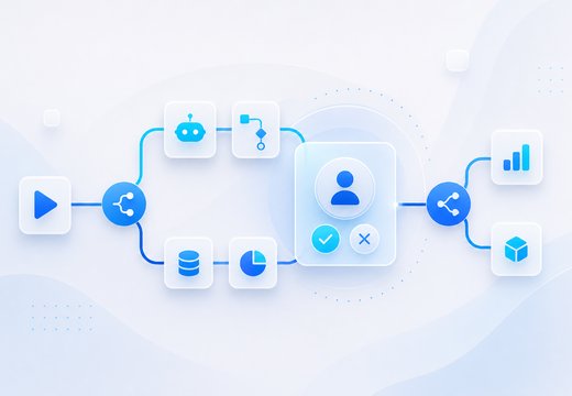 Rotinas com aprovação humana nas etapas críticas